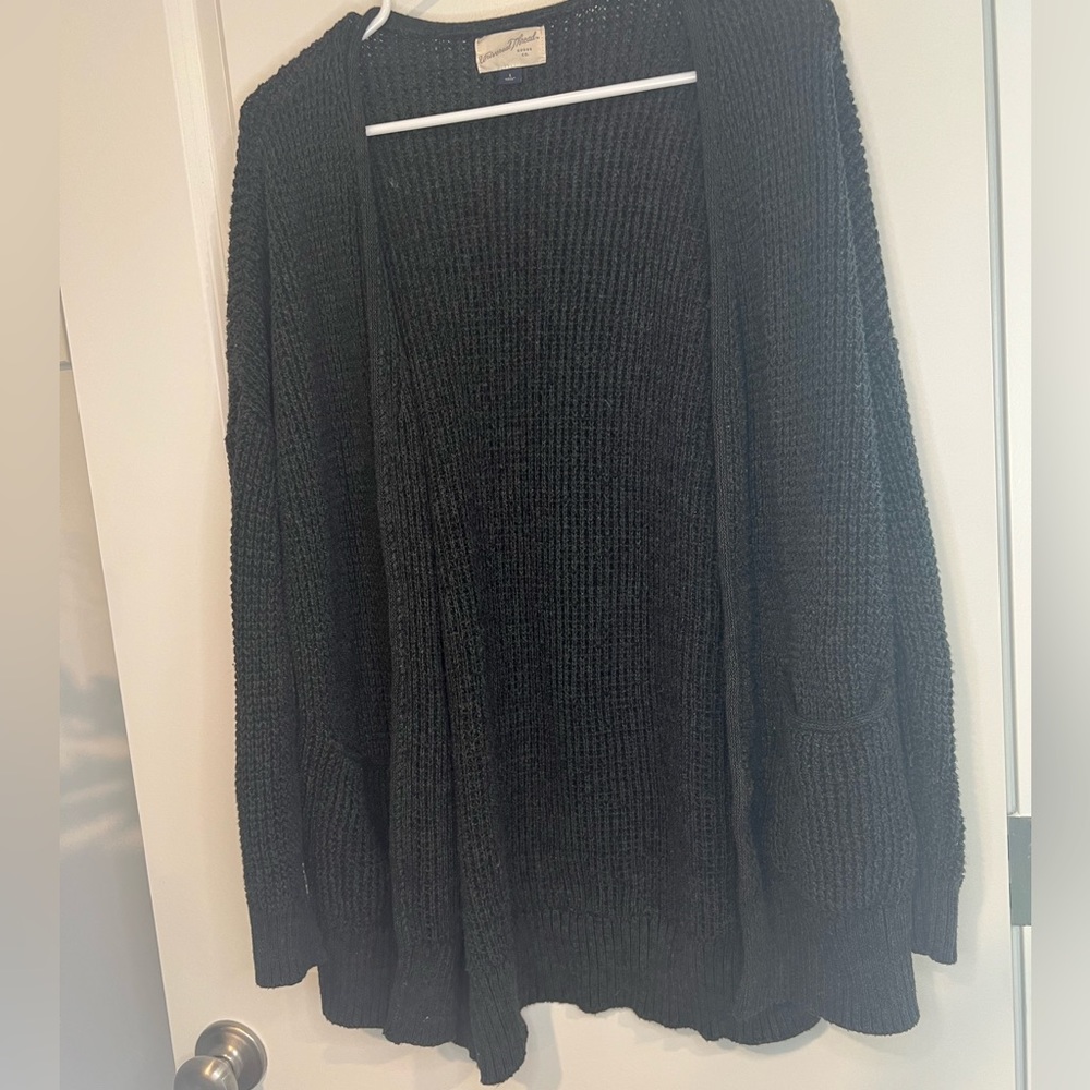 Grey cable knit cardigan. Size large.